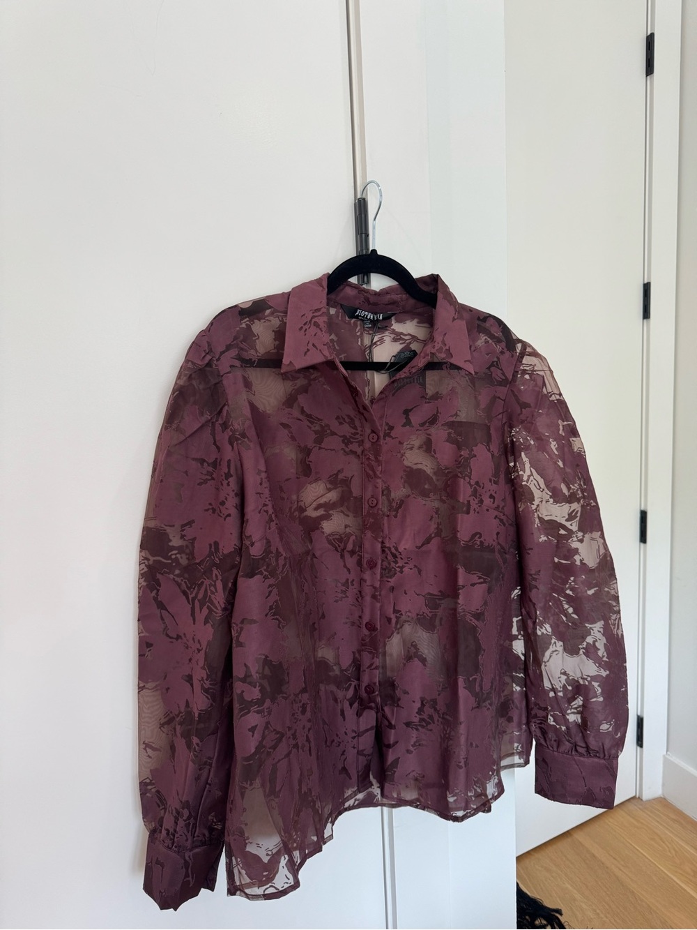 NWT Disturbia Spectre Sheer Floral Button Up Shirt US 14